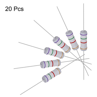 Harfington Uxcell 20pcs 3W 3 Watt Metal Oxide Film Resistor Lead 7.5K Ohm ±5% Tolerance