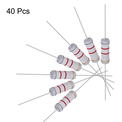 Harfington Uxcell 40pcs 3W 3 Watt Metal Oxide Film Resistor Lead 8.2K Ohm ±5% Tolerance