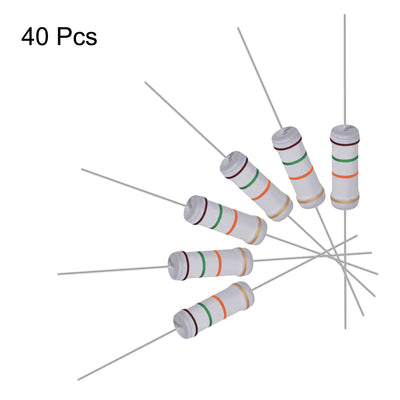 Harfington Uxcell 40pcs 3W 3 Watt Metal Oxide Film Resistor Lead 15K Ohm ±5% Tolerance