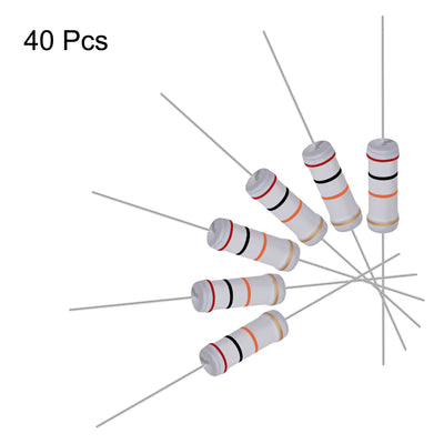 Harfington Uxcell 40pcs 3 Watt Metal Oxide Film Resistor Lead 20K Ohm ±5% Tolerance