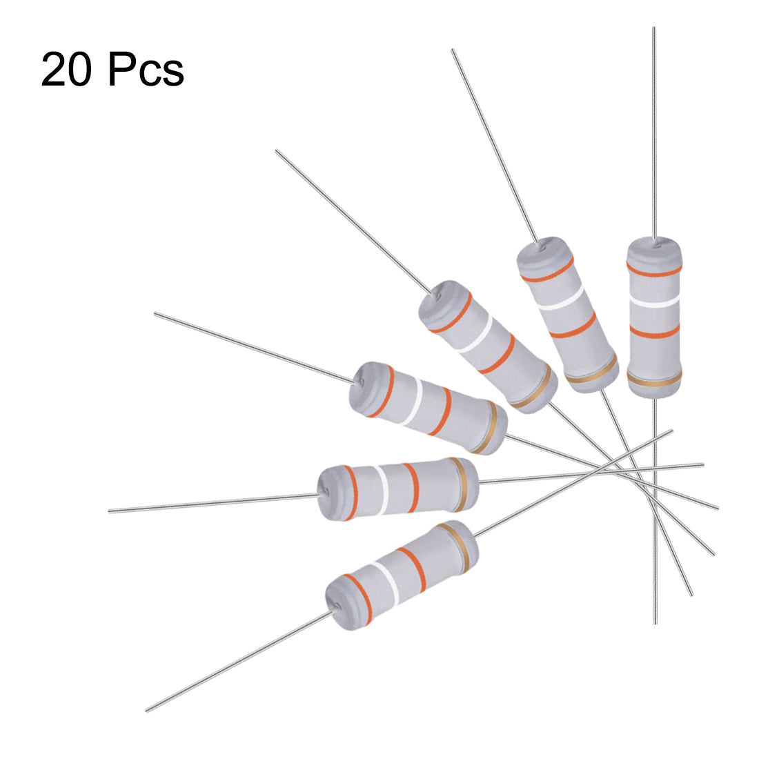 uxcell Uxcell 20pcs 3W 3 Watt Metal Oxide Film Resistor Lead 39K Ohm ±5% Tolerance