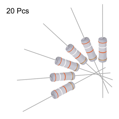 Harfington Uxcell 20pcs 3W 3 Watt Metal Oxide Film Resistor Lead 39K Ohm ±5% Tolerance