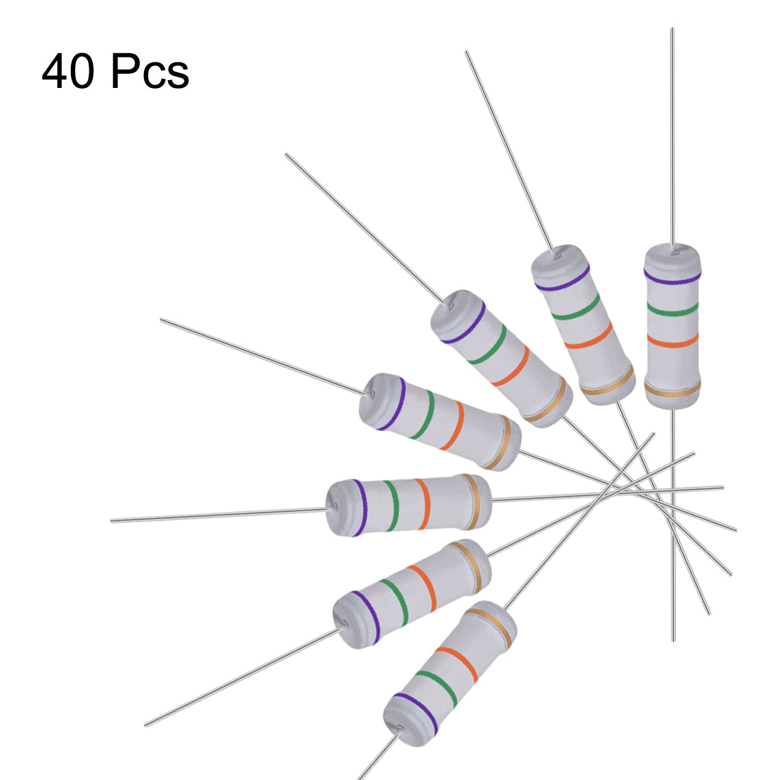 uxcell Uxcell 40pcs 3W 3 Watt Metal Oxide Film Resistor Lead 75K Ohm ±5% Tolerance