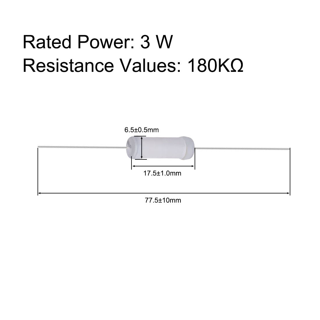 uxcell Uxcell 20pcs 3W 3 Watt Metal Oxide Film Resistor Lead 180K Ohm ±5% Tolerance