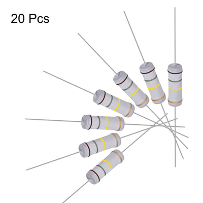 Harfington Uxcell 20pcs 3W 3 Watt Metal Oxide Film Resistor Lead 180K Ohm ±5% Tolerance