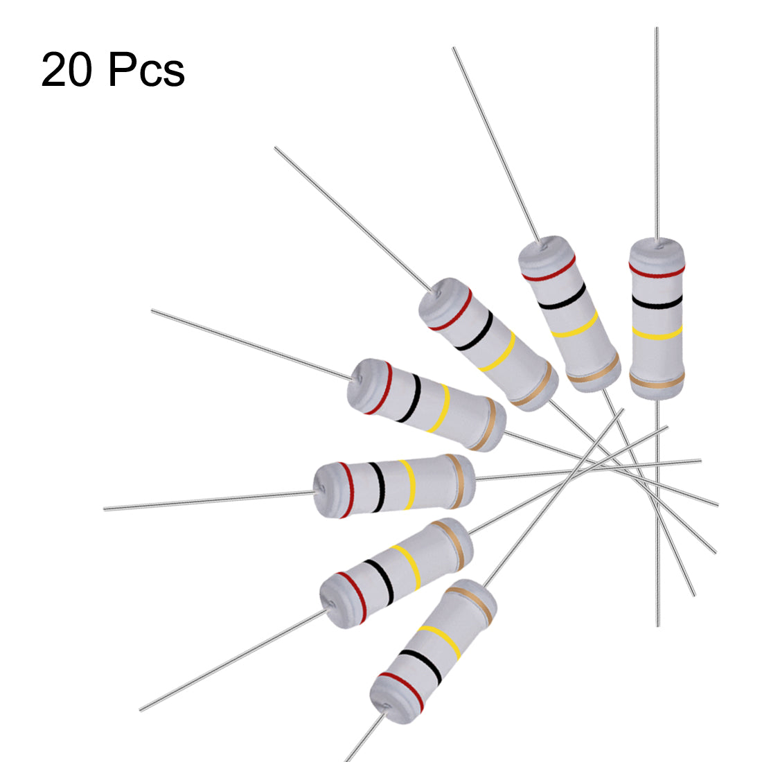 uxcell Uxcell 20pcs 3W 3 Watt Metal Oxide Film Resistor Lead 200K Ohm ±5% Tolerance