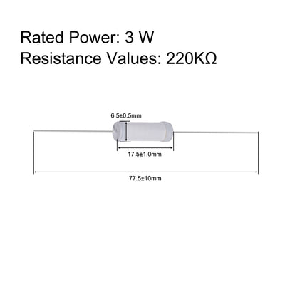 Harfington Uxcell 40pcs 3W 3 Watt Metal Oxide Film Resistor Lead 220K Ohm ±5% Tolerance