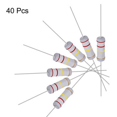 Harfington Uxcell 40pcs 3W 3 Watt Metal Oxide Film Resistor Lead 220K Ohm ±5% Tolerance