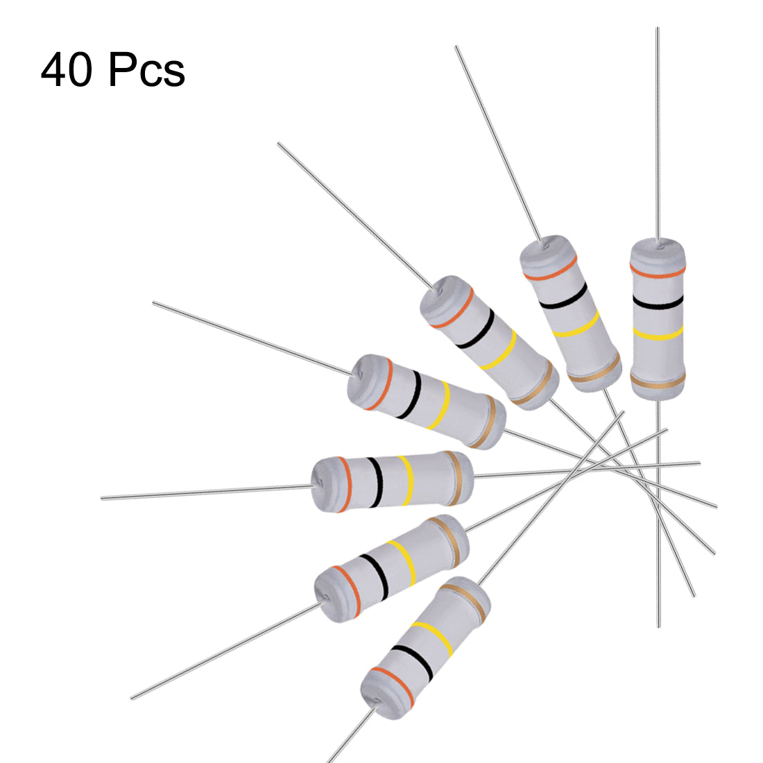 uxcell Uxcell 40pcs 3W 3 Watt Metal Oxide Film Resistor Lead 300K Ohm ±5% Tolerance