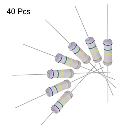 Harfington Uxcell 40pcs 3W 3 Watt Metal Oxide Film Resistor Lead 750K Ohm ±5% Tolerance