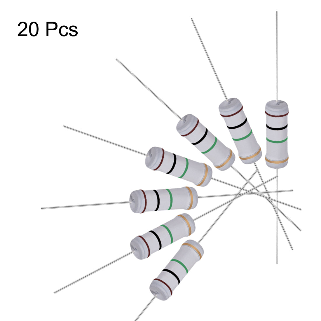 uxcell Uxcell 20pcs 3W 3 Watt Metal Oxide Film Resistor Lead 1M Ohm ±5% Tolerance