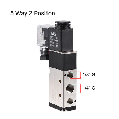 Harfington Uxcell 4V210-08 Pneumatic Air Single Electrical Control Solenoid Valve DC 12V 5 Way 2 Position 1/4" G  Thread Internally Piloted Acting Type