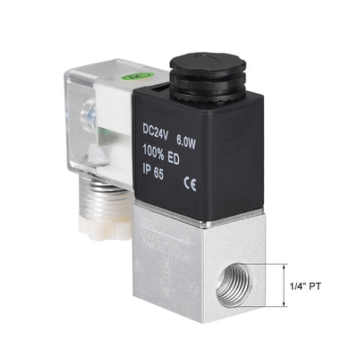 Harfington Uxcell 2V025-08 Pneumatic Air NC Single Electrical Control Solenoid Valve DC 24V 2 Way 2 Position 1/4 PT Internally Piloted Acting Type