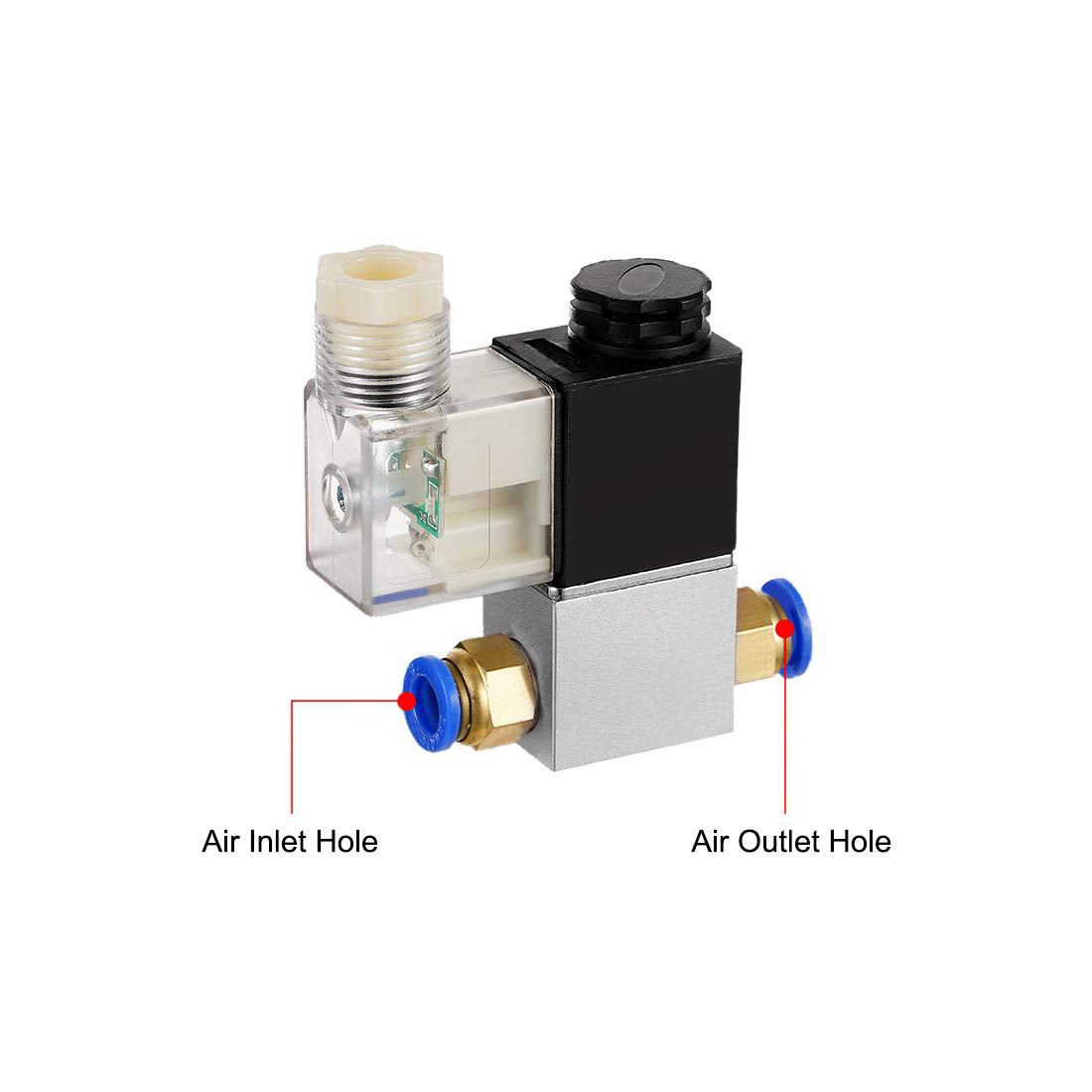 uxcell Uxcell 2V025-08 Pneumatic Air NC Single Electrical Control Solenoid Valve DC 24V 2 Way 2 Position 1/4 PT Internally Piloted Acting Type