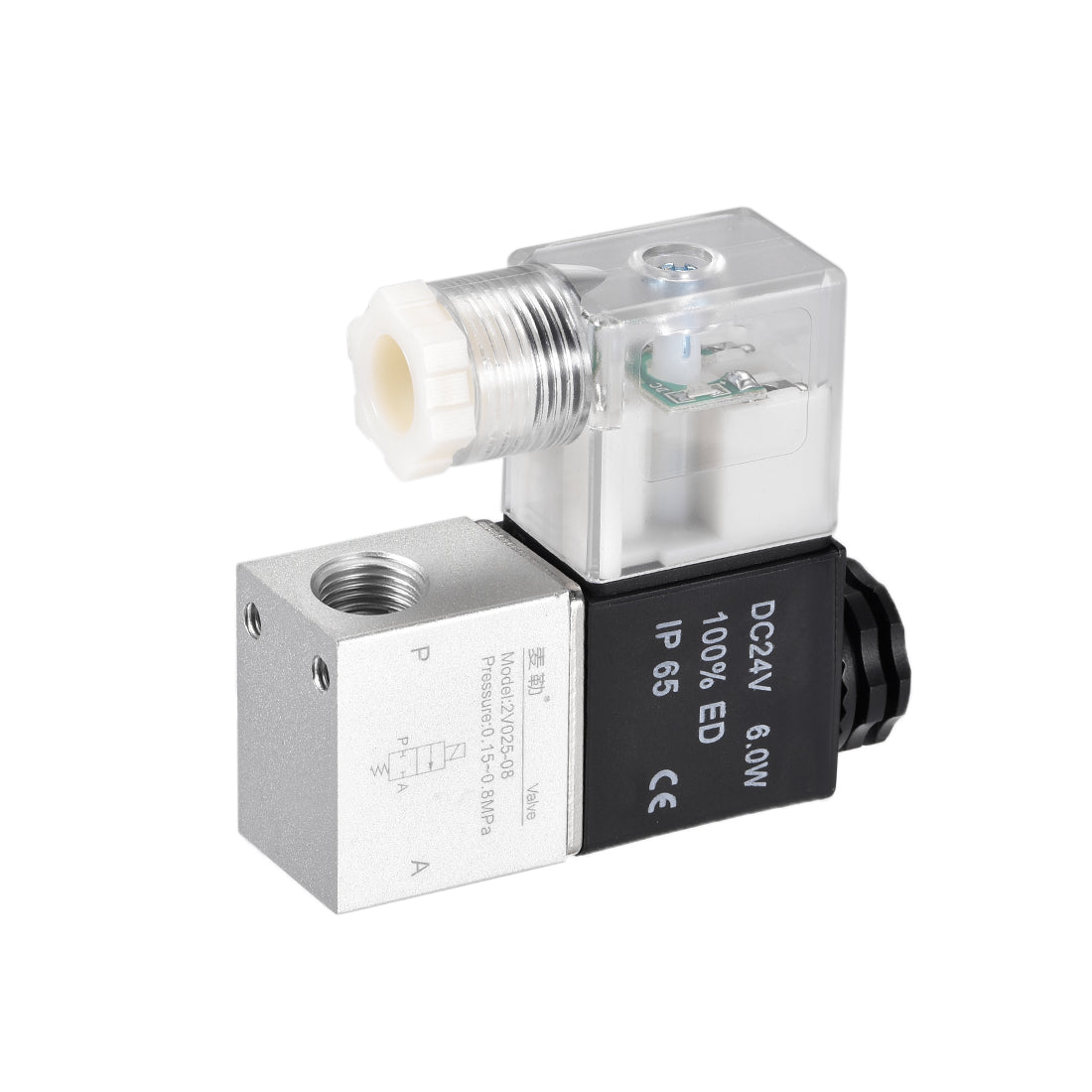 uxcell Uxcell 2V025-08 Pneumatic Air NC Single Electrical Control Solenoid Valve DC 24V 2 Way 2 Position 1/4 PT Internally Piloted Acting Type