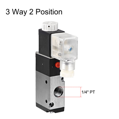 Harfington Uxcell 3V210-08 Pneumatic Air NC Single Piloted  Electrical Control Solenoid Valve DC 12V 3 Way 2 Position 1/4" PT Thread Internally Acting Type w LED Light