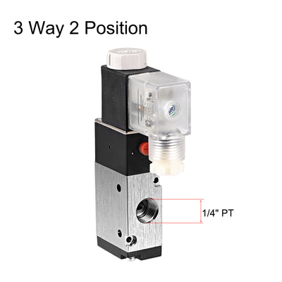 Harfington Uxcell 3V210-08 Pneumatic Air NO Single Piloted  Electrical Control Solenoid Valve DC 12V 3 Way 2 Position 1/4" PT Internally Acting Type w LED Light