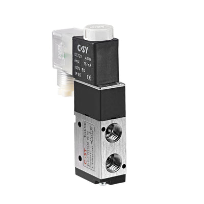 Harfington Uxcell 3V210-08 Pneumatic Air NO Single Piloted  Electrical Control Solenoid Valve DC 12V 3 Way 2 Position 1/4" PT Internally Acting Type w LED Light