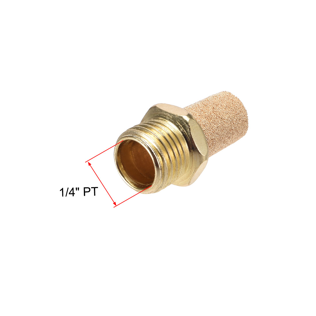 uxcell Uxcell Brass Exhaust Muffler, 1/4" PT Male Thread 19/32" Hex Sintered Air Pneumatic Bronze Muffler with Brass Body Protruding 5pcs