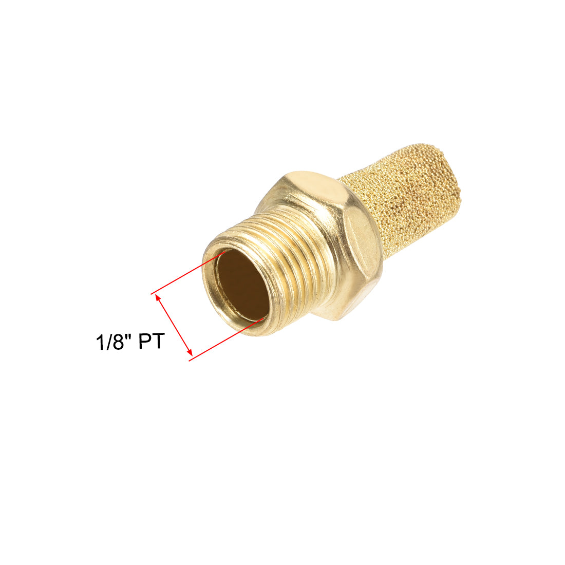 uxcell Uxcell Brass Exhaust Muffler, 1/8" PT Male Thread 15/32" Hex Sintered Air Pneumatic Bronze Muffler with Brass Body Protruding 5pcs