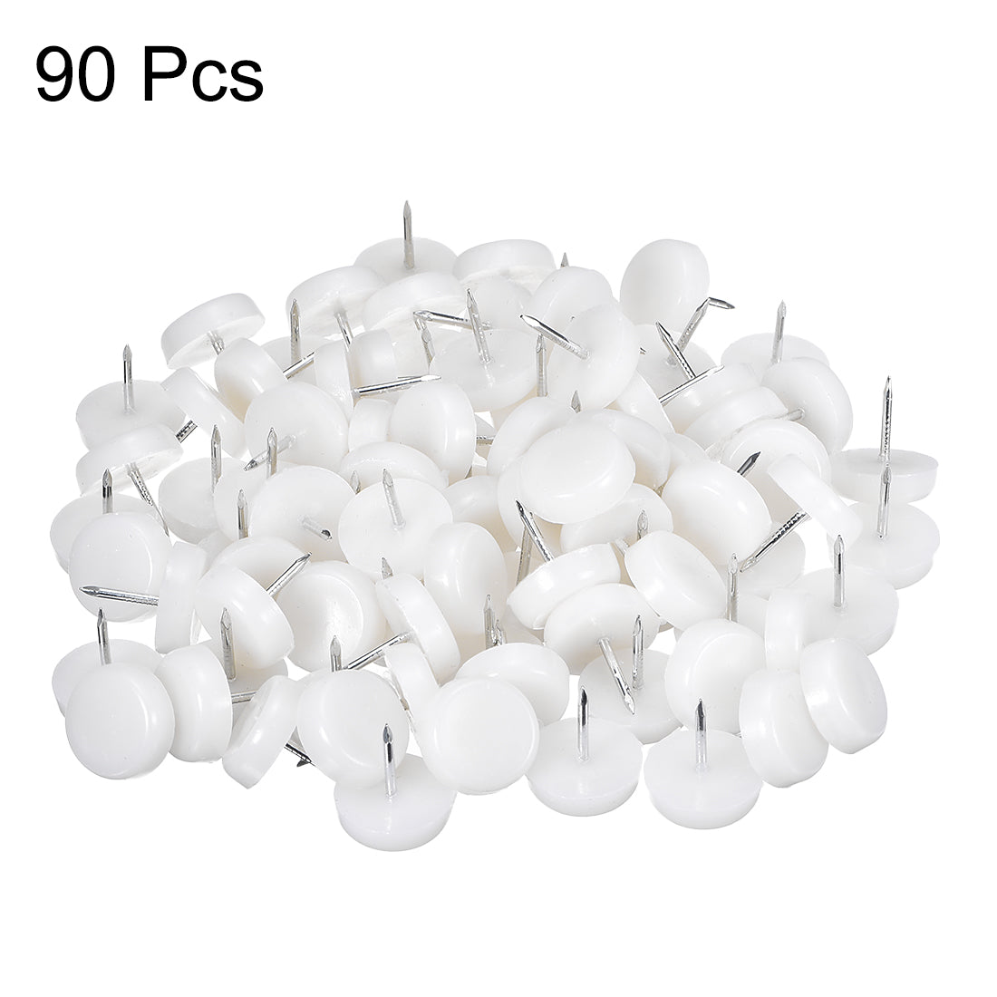 uxcell Uxcell Furniture Feet Nail Chair Table Leg Protector Pad 17mm Dia White Plastic 90pcs