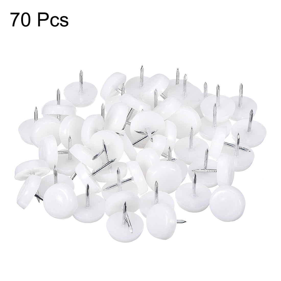uxcell Uxcell Furniture Feet Nail Chair Table Leg Protector Pad 16mm Dia White Plastic 70pcs