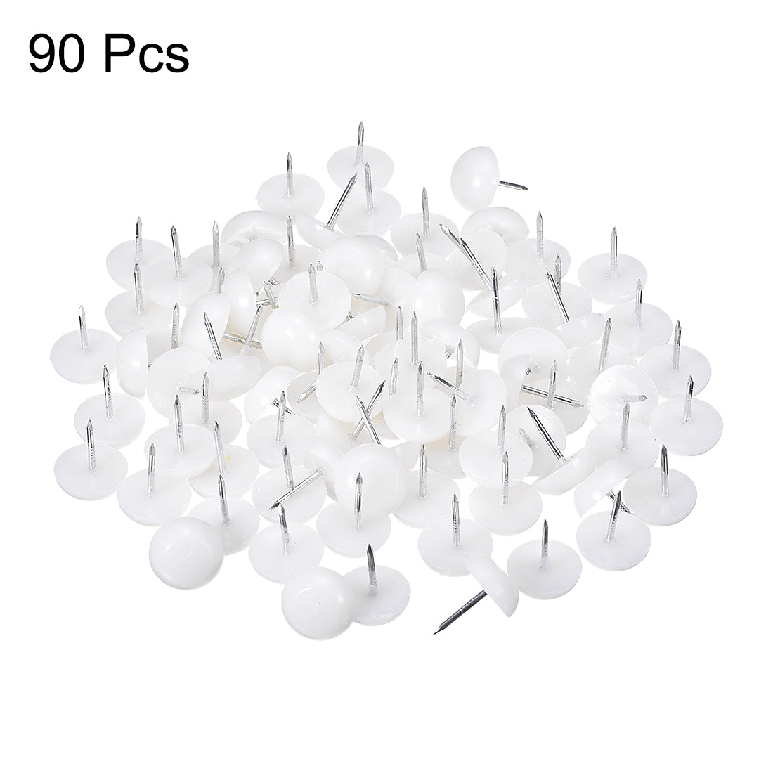uxcell Uxcell Furniture Feet Nail Chair Table Leg Protector Pad 15mm Dia White Plastic 90pcs