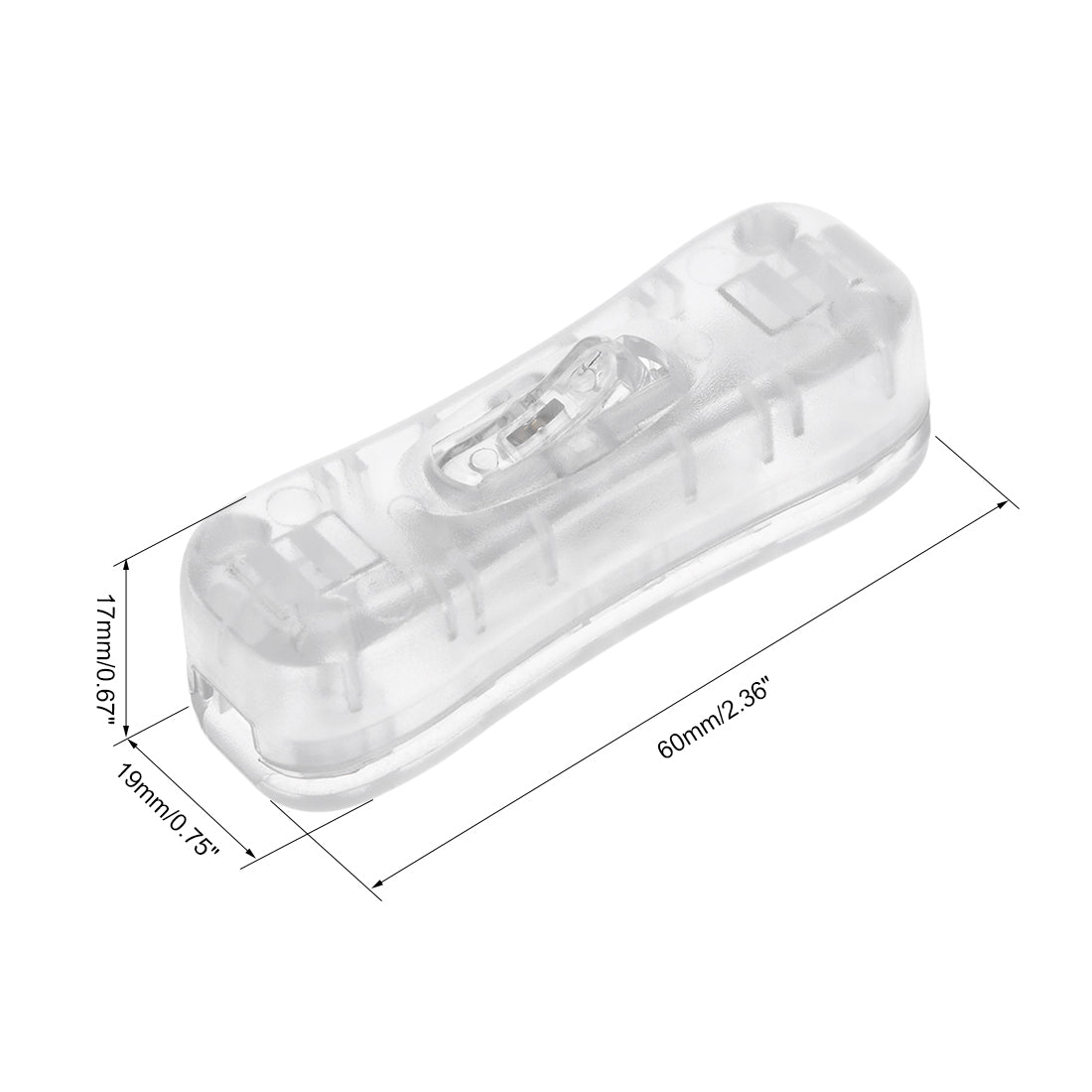 uxcell Uxcell Inline Cord Switch AC 250V 2A SPST Feed-Through Rocker Switch for Bedroom Table Lamp Desk Light, Clear 2pcs