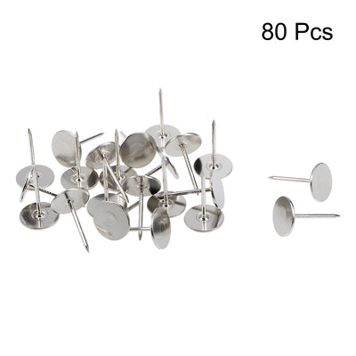 Harfington Uxcell Upholstery Nails Tacks 16mmx25mm Flat Head Furniture Nails Silver Tone 80 Pcs