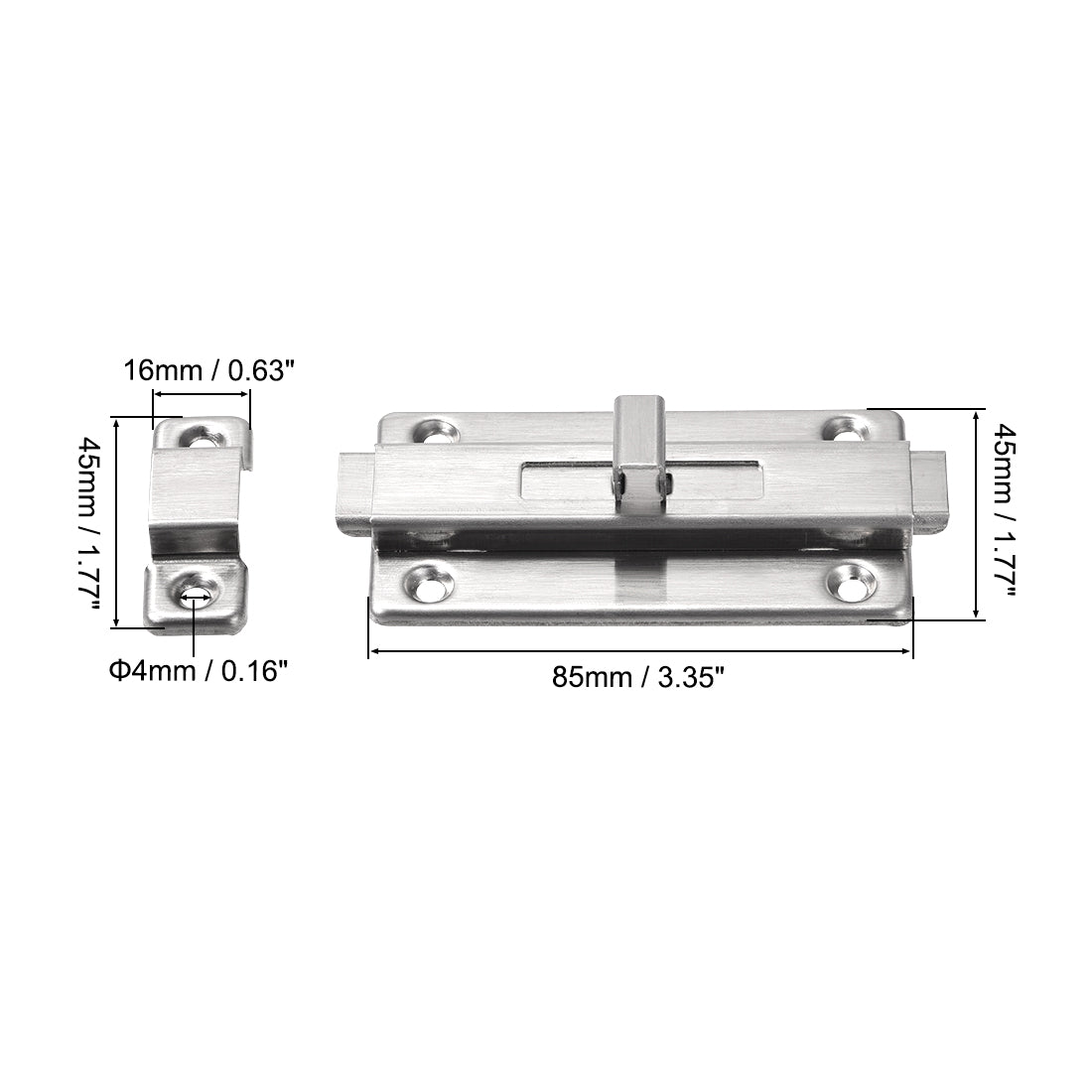 uxcell Uxcell Sliding Lock Barrel Bolt, 4-inch Stainless Steel Door Latch w Screws