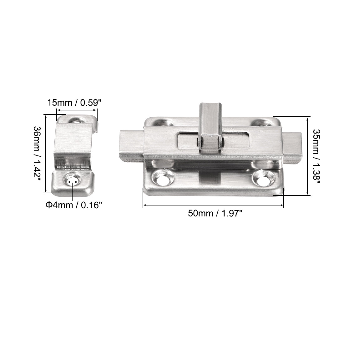 uxcell Uxcell Sliding Lock Barrel Bolt, 2-inch Stainless Steel Door Latch