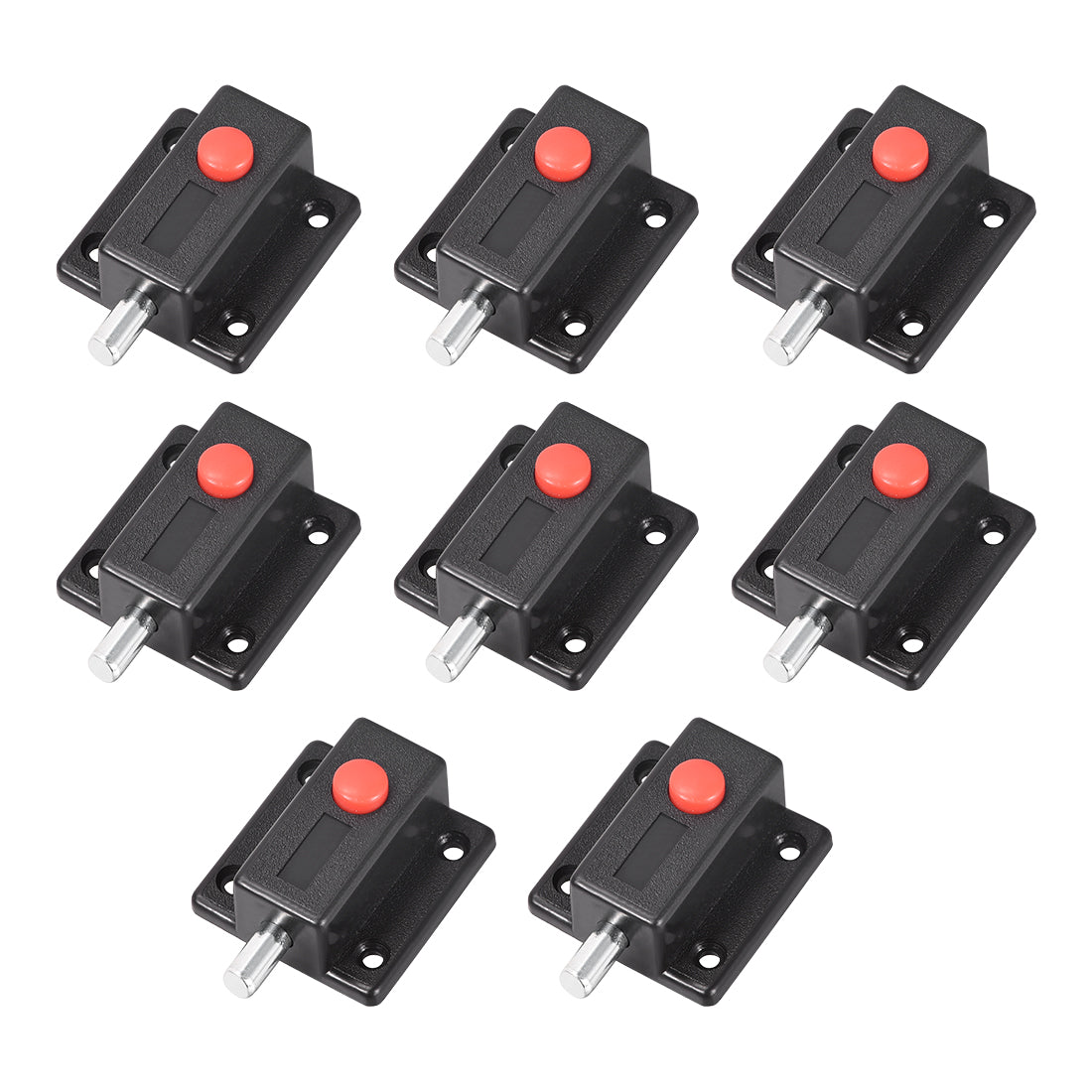 uxcell Uxcell Door Bolt Lock, 2-inch ABS Sliding Flush Barrel Latch with Switch Button, 8 Pcs (Black)