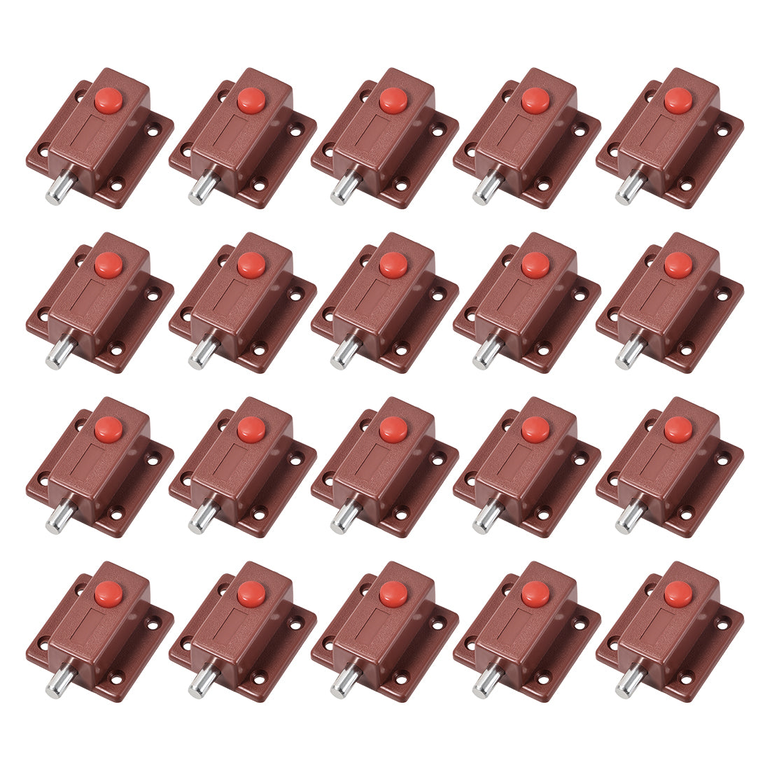 uxcell Uxcell Door Bolt Lock, 2-inch ABS Sliding Flush Barrel Latch with Switch Button, 20 Pcs (Brown)