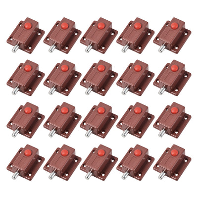 Harfington Uxcell Door Bolt Lock, 2-inch ABS Sliding Flush Barrel Latch with Switch Button, 20 Pcs (Brown)