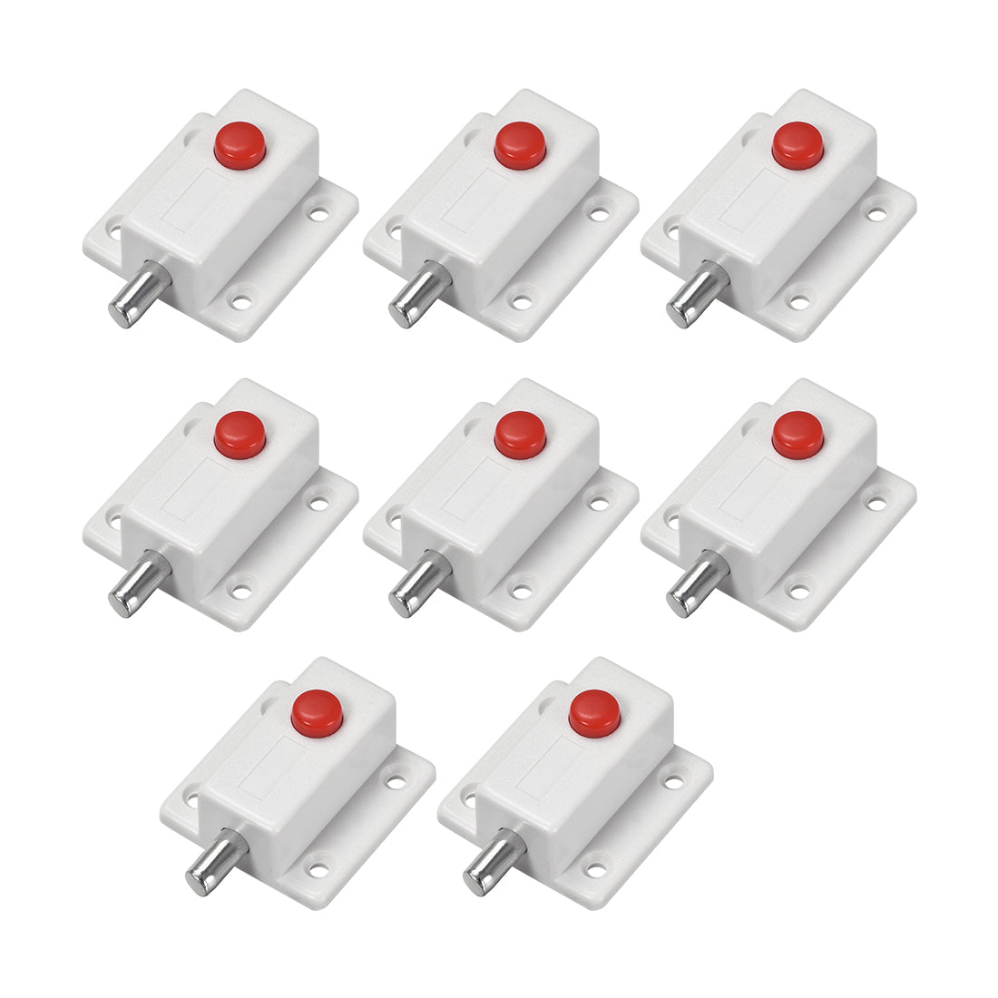 uxcell Uxcell Door Bolt Lock, 2-inch Plastic Sliding Flush Barrel Latch with Switch Button, 8 Pcs (White)