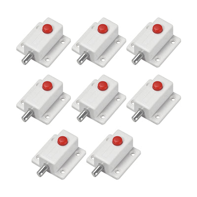 Harfington Uxcell Door Bolt Lock, 2-inch Plastic Sliding Flush Barrel Latch with Switch Button, 8 Pcs (White)