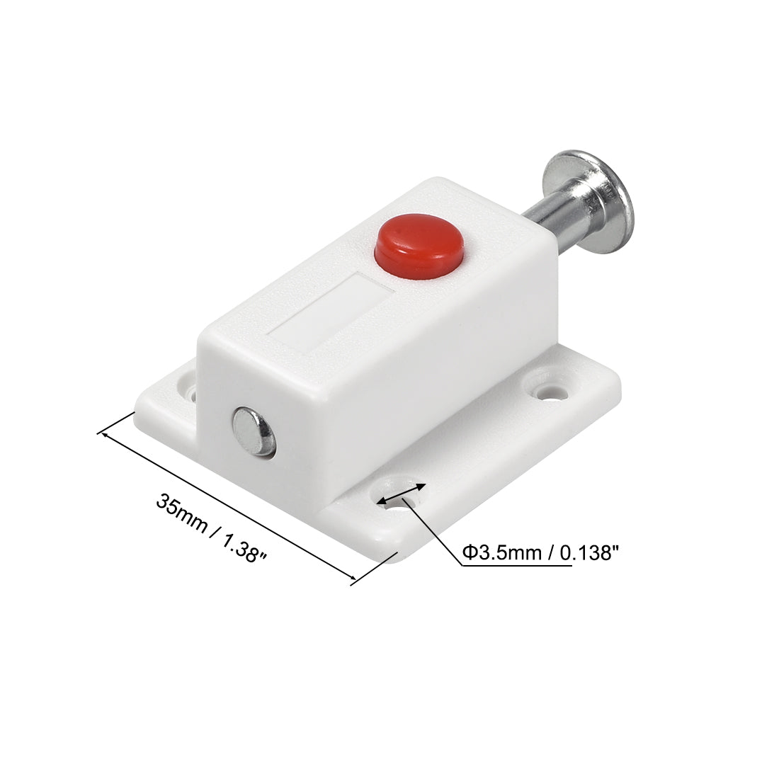 uxcell Uxcell Door Bolt Lock, 2-inch Plastic Sliding Barrel Keyless Latch with Switch Button (White)