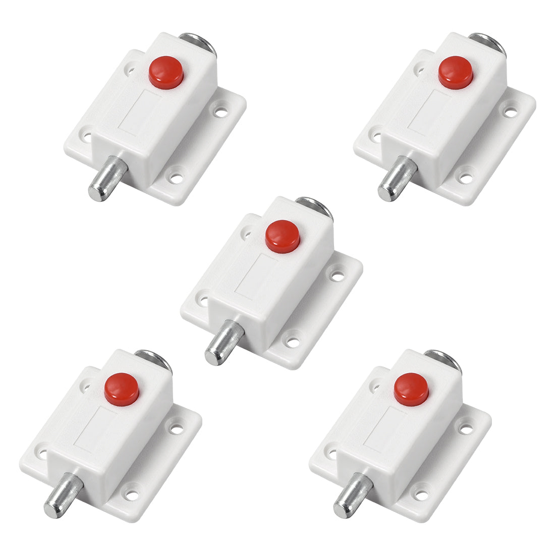 uxcell Uxcell Door Bolt Lock, 2-inch Plastic Sliding Barrel Keyless Latch with Switch Button, 5 Pcs (White)