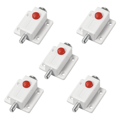 Harfington Uxcell Door Bolt Lock, 2-inch Plastic Sliding Barrel Keyless Latch with Switch Button, 5 Pcs (White)