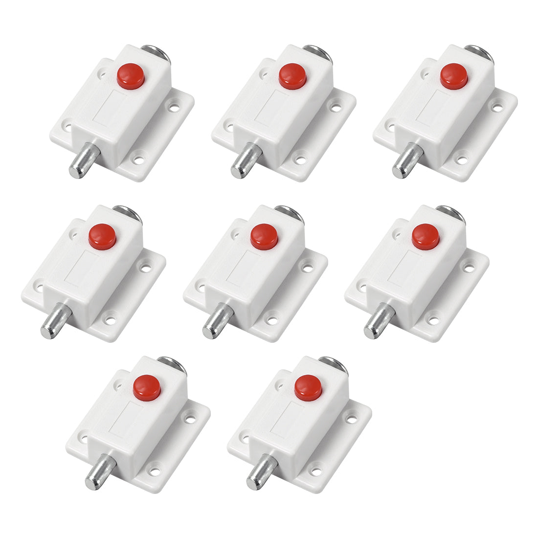 uxcell Uxcell Door Bolt Lock, 2-inch Plastic Sliding Barrel Keyless Latch with Switch Button, 8 Pcs (White)