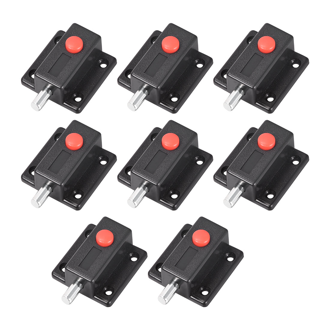 uxcell Uxcell Door Bolt Lock, 2-inch Plastic Sliding Flush Barrel Latch with Switch Button, 8 Pcs (Black)