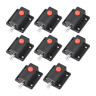 Harfington Uxcell Door Bolt Lock, 2-inch Plastic Sliding Flush Barrel Latch with Switch Button, 8 Pcs (Black)