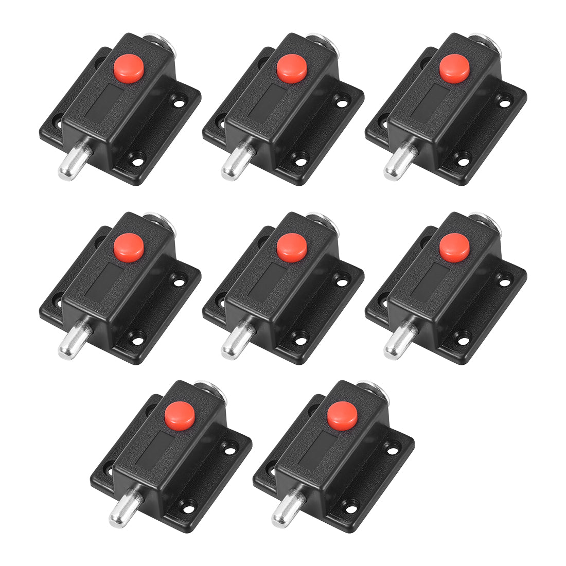 uxcell Uxcell Door Bolt Lock, 2-inch Plastic Sliding Barrel Keyless Latch with Switch Button, 8 Pcs (Black)