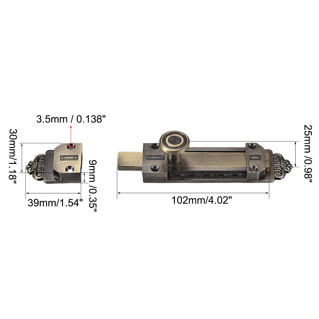 uxcell Uxcell Barrel Slide Door Bolts, 5-inch Zinc Alloy Security Latch Lock (Bronze Tone)