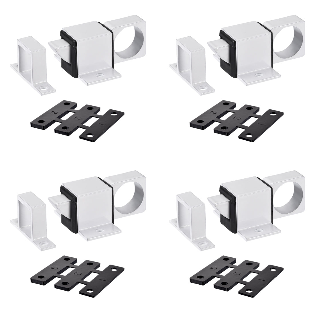 uxcell Uxcell Door Bolt Latch, Aluminum Alloy Security Automatic Window Gate Spring Bounce Lock, 4 Pcs (White)