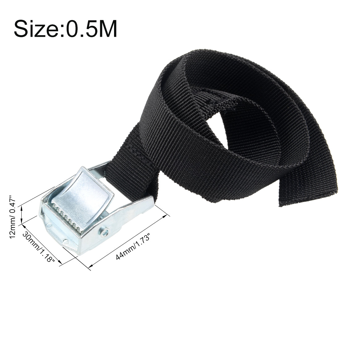 uxcell Uxcell 0.5M x 25mm Lashing Strap Cargo Tie Down StrapsBuckle Up to 80Kg, Black, 4Pcs