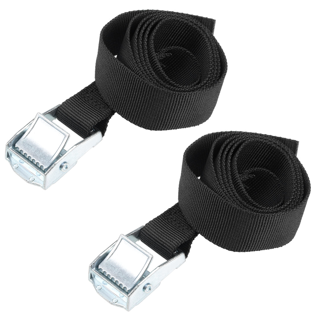 uxcell Uxcell 1M x 25mm Lashing Strap Cargo Tie Down StrapsBuckle Up to 80Kg, Black, 2Pcs