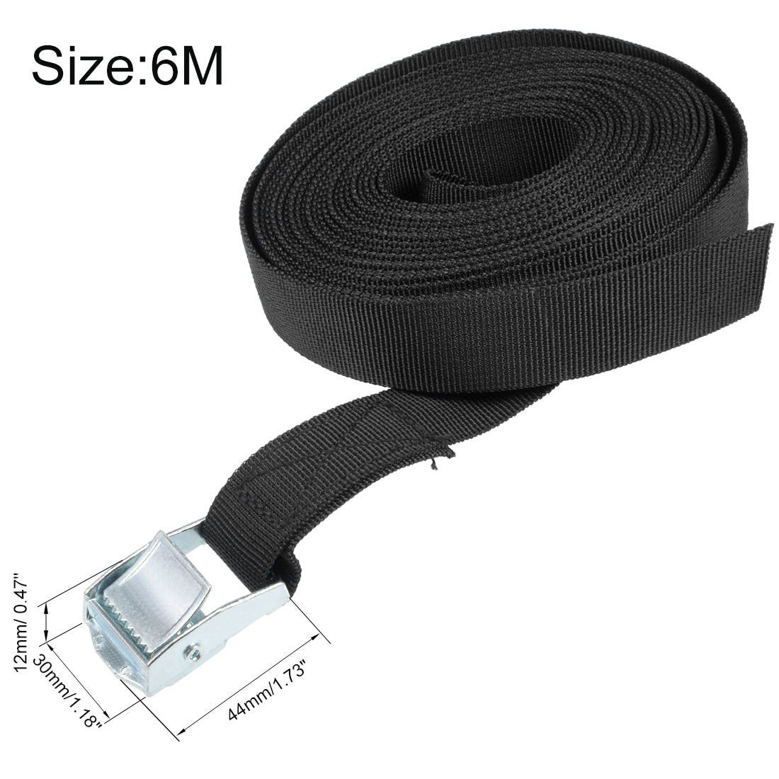 uxcell Uxcell 6M x 25mm Lashing Strap Cargo Tie Down Straps Buckle Up to 80Kg, Black, 2Pcs