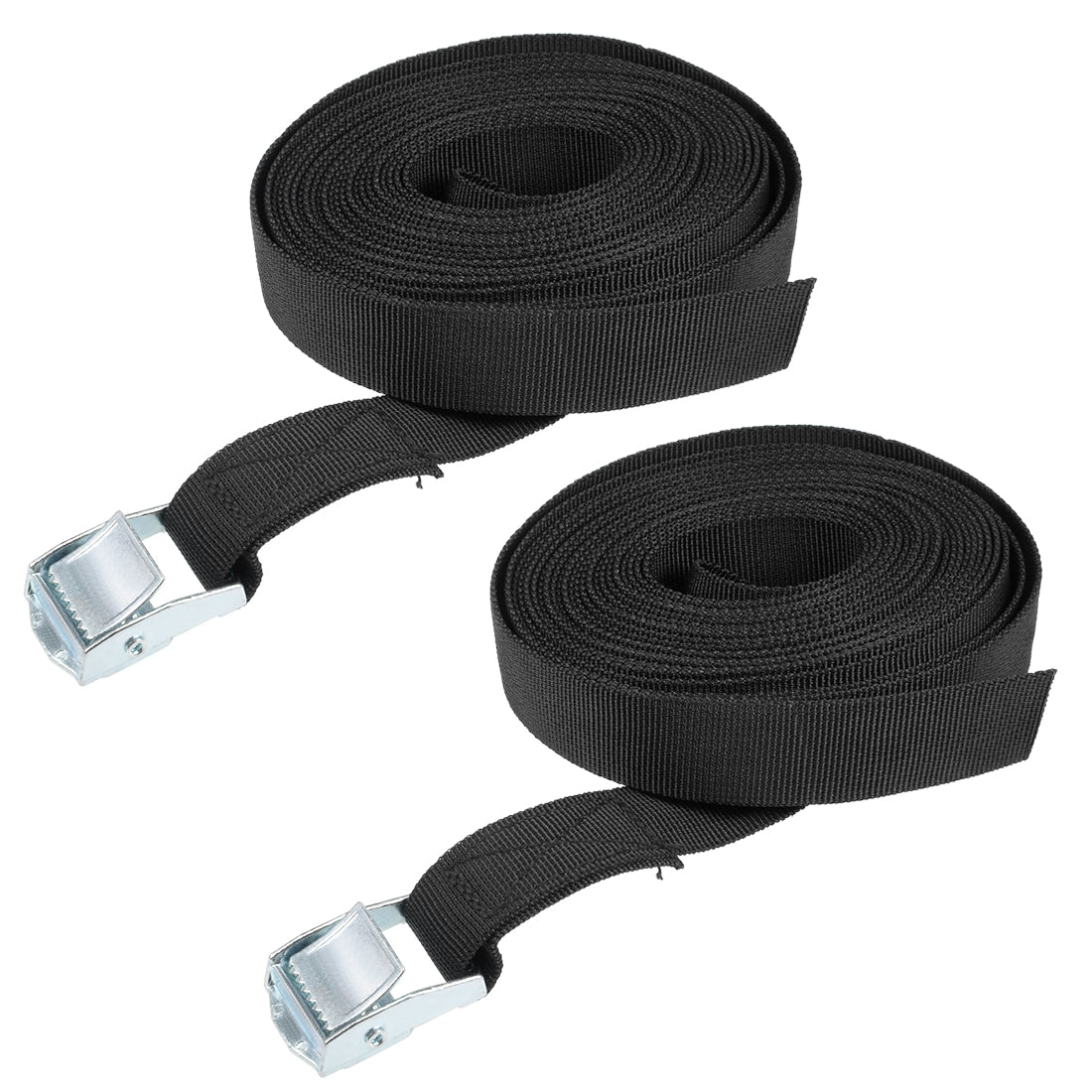 uxcell Uxcell 6M x 25mm Lashing Strap Cargo Tie Down Straps Buckle Up to 80Kg, Black, 2Pcs