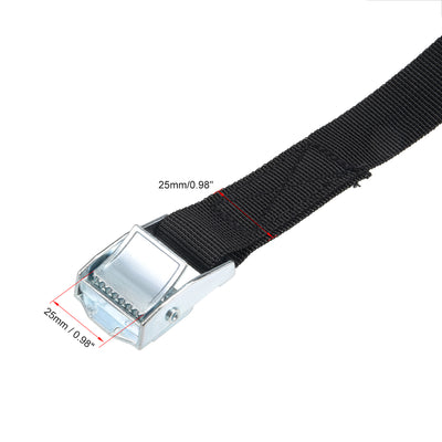 Harfington Uxcell 7M x 25mm Lashing Strap Cargo Tie Down Straps Buckle Up to 80Kg, Black